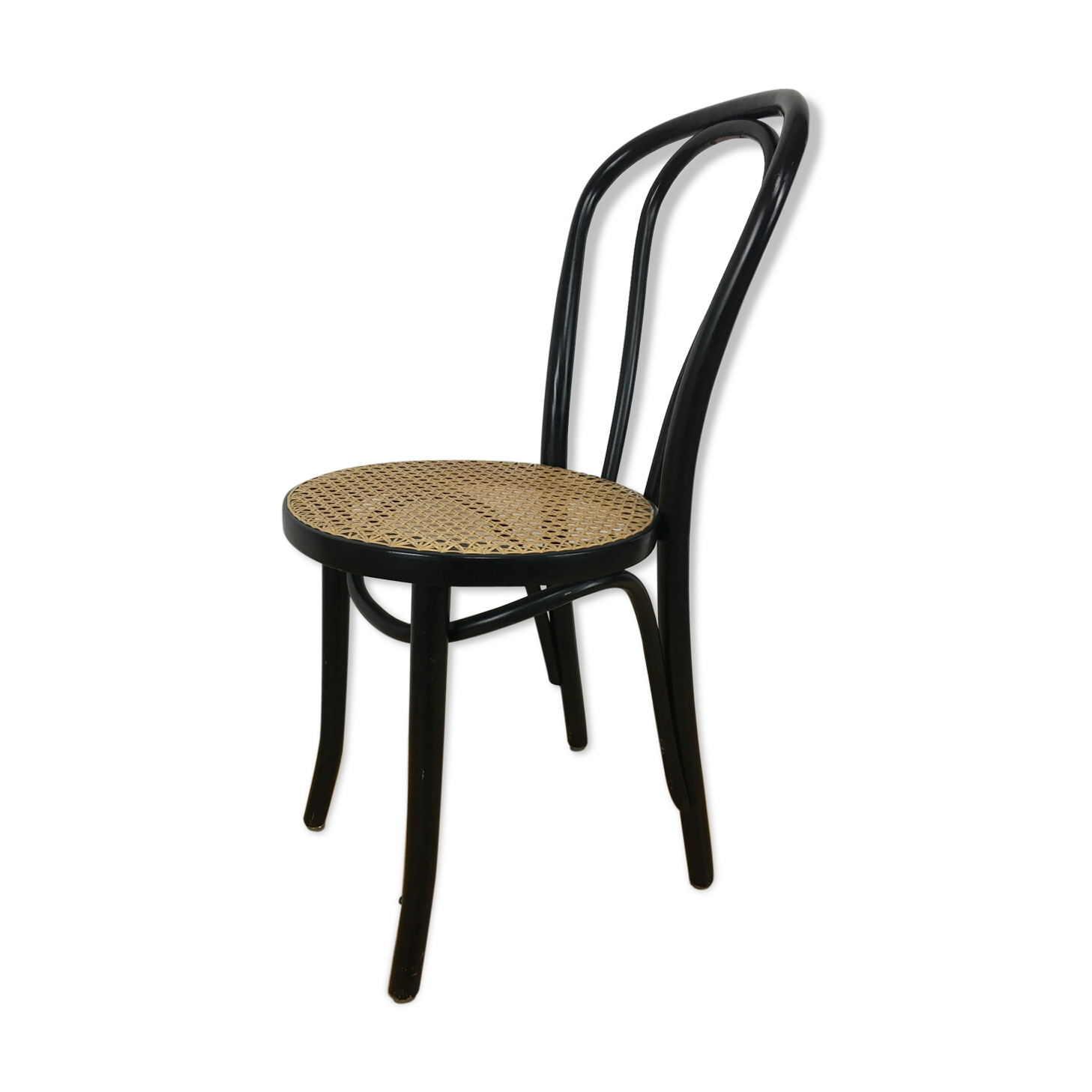 Black Thonet FMG bistro chair in curved wood and cannage