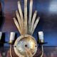 Pair of gold metal foliage spray sconces in the Bagues style - Vintage 70's