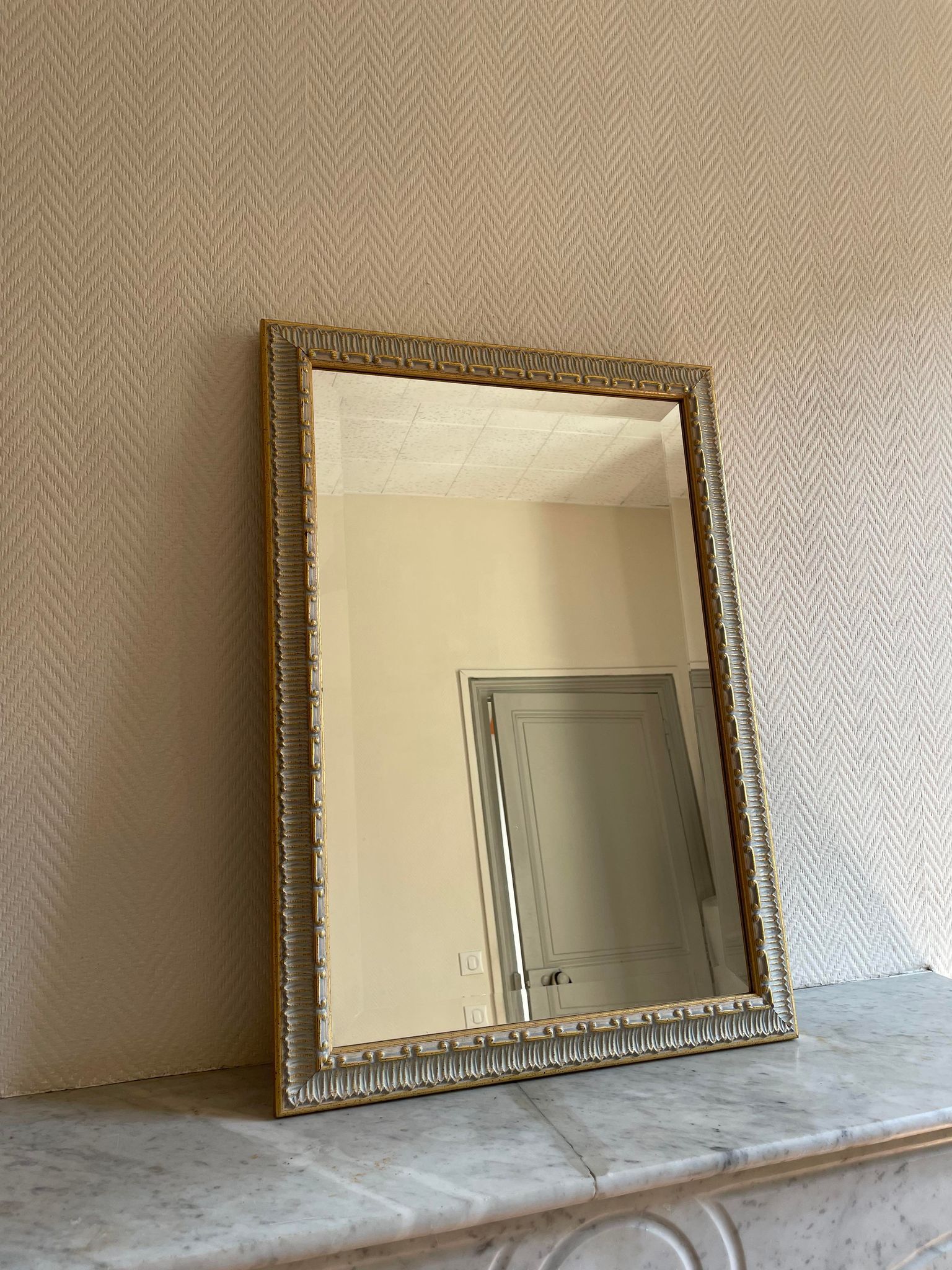 Mirror golden white frame