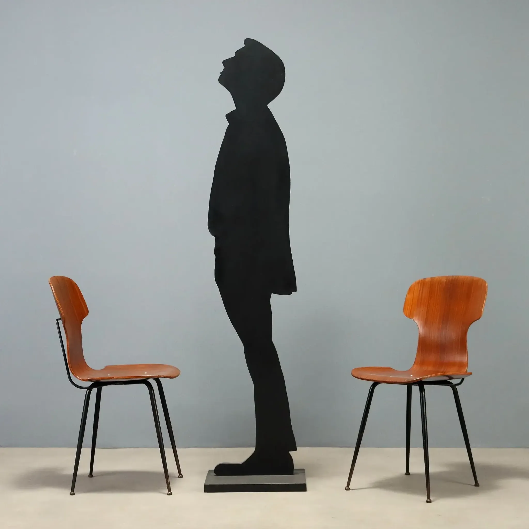 Vintage plywood and metal chairs, Italian design, 1960s.
