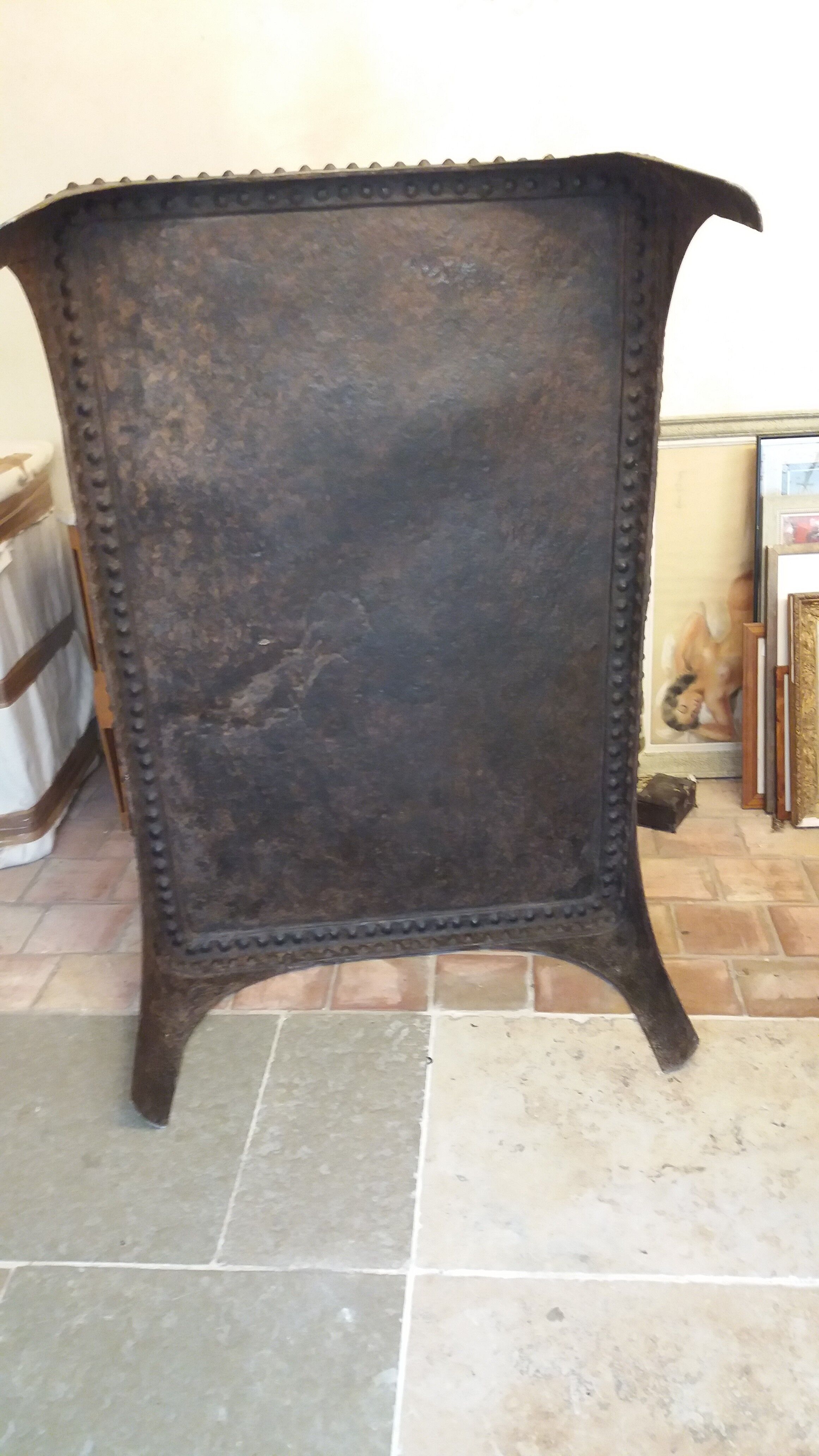 Riveted iron coffee table.