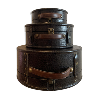 Lot of 3 Vintage leather suitcases