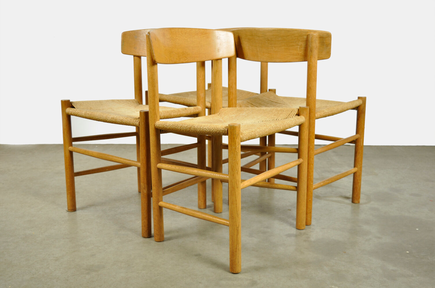Set of four original oak dining chairs, model J39, by Børge Mogensen for F.D.B. Mobler, Denmark 1960