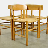 Set of four original oak dining chairs, model J39, by Børge Mogensen for F.D.B. Mobler, Denmark 1960