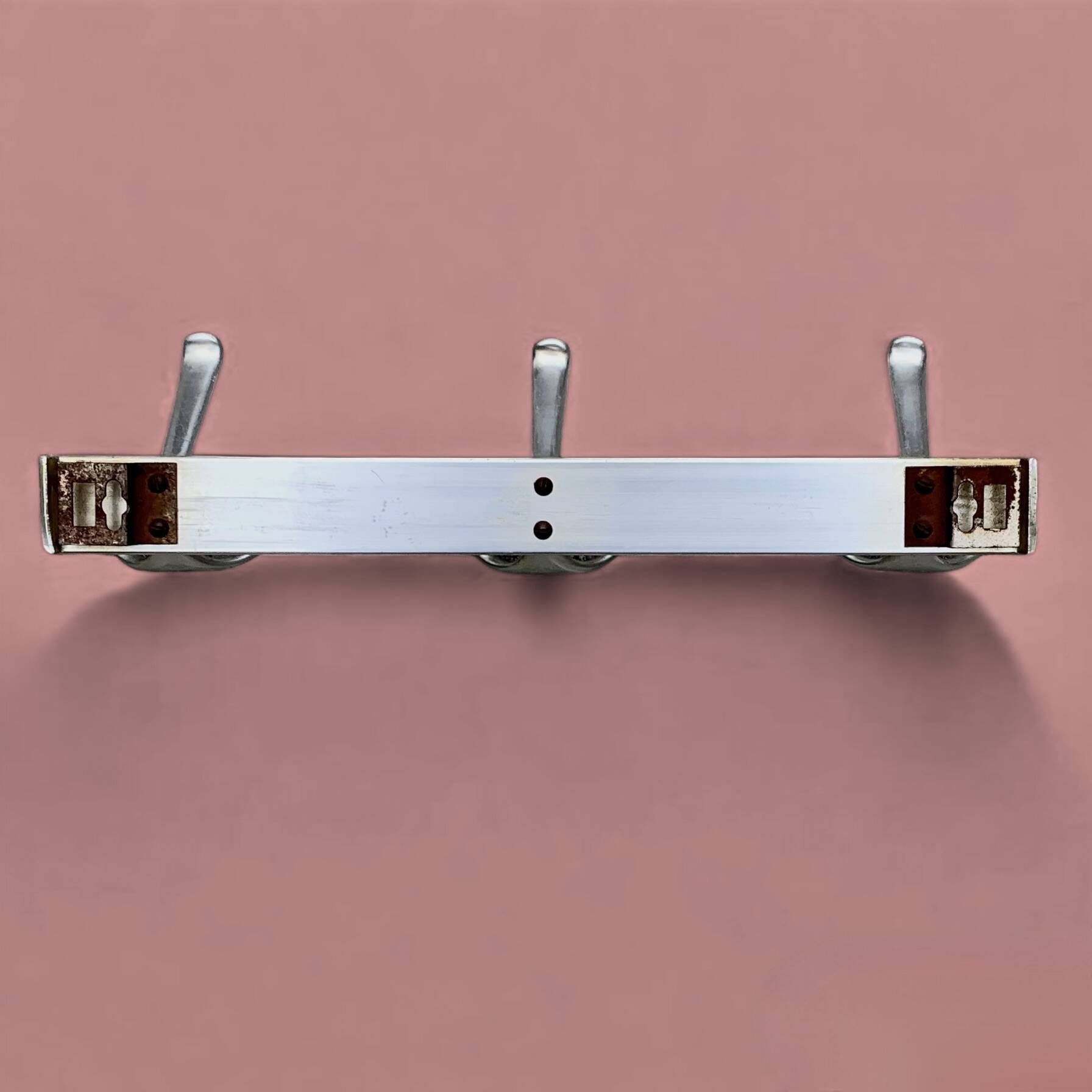 Vintage aluminum coat rack with three hooks