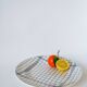large round dish Gien blue and white striped 1960