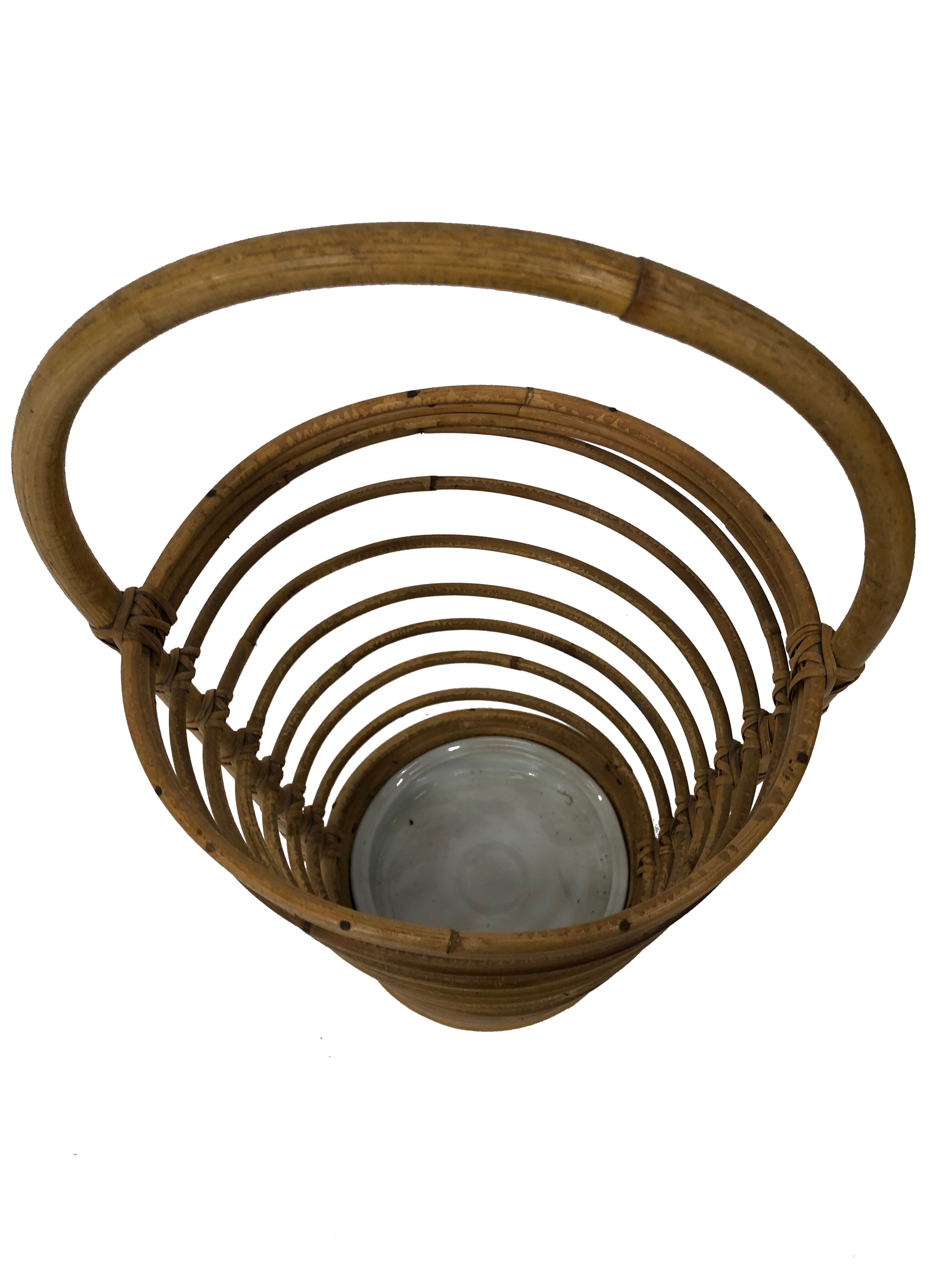 Umbrella holder in ratan, France, 1970