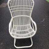 White wicker armchair