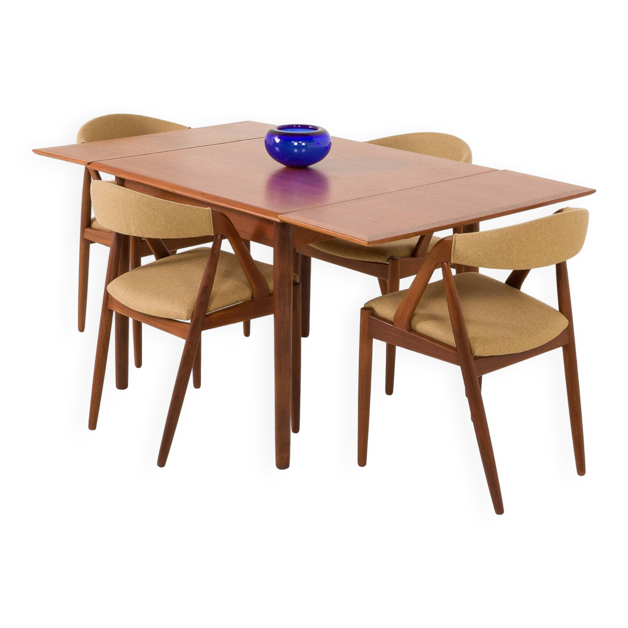 Small Danish square teak dining table with extensions, 1960s
