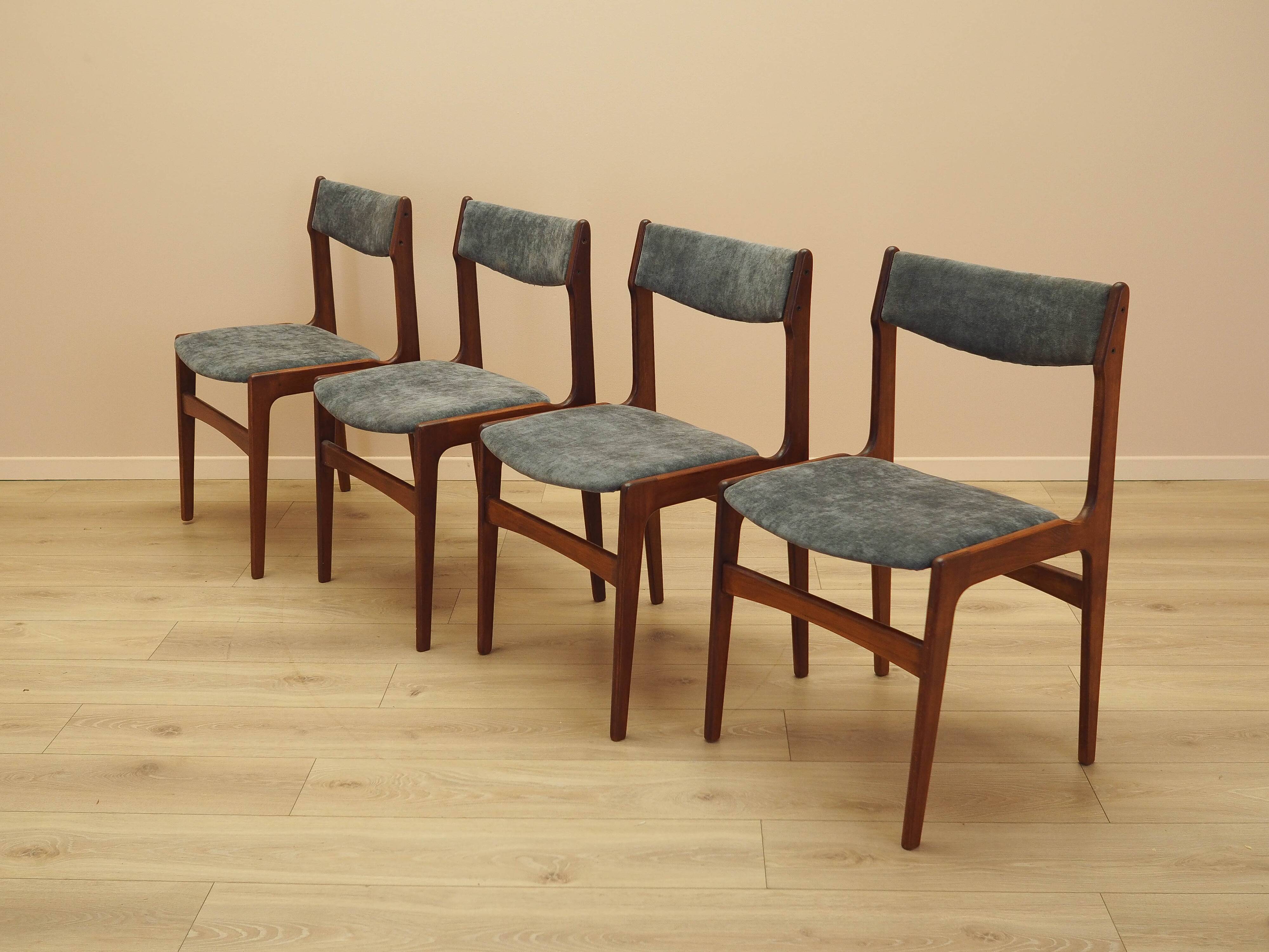 Set of four teak chairs, Danish design, 1970s, made in Denmark