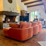 Vintage canapé and Viscoti fabric chaise longue