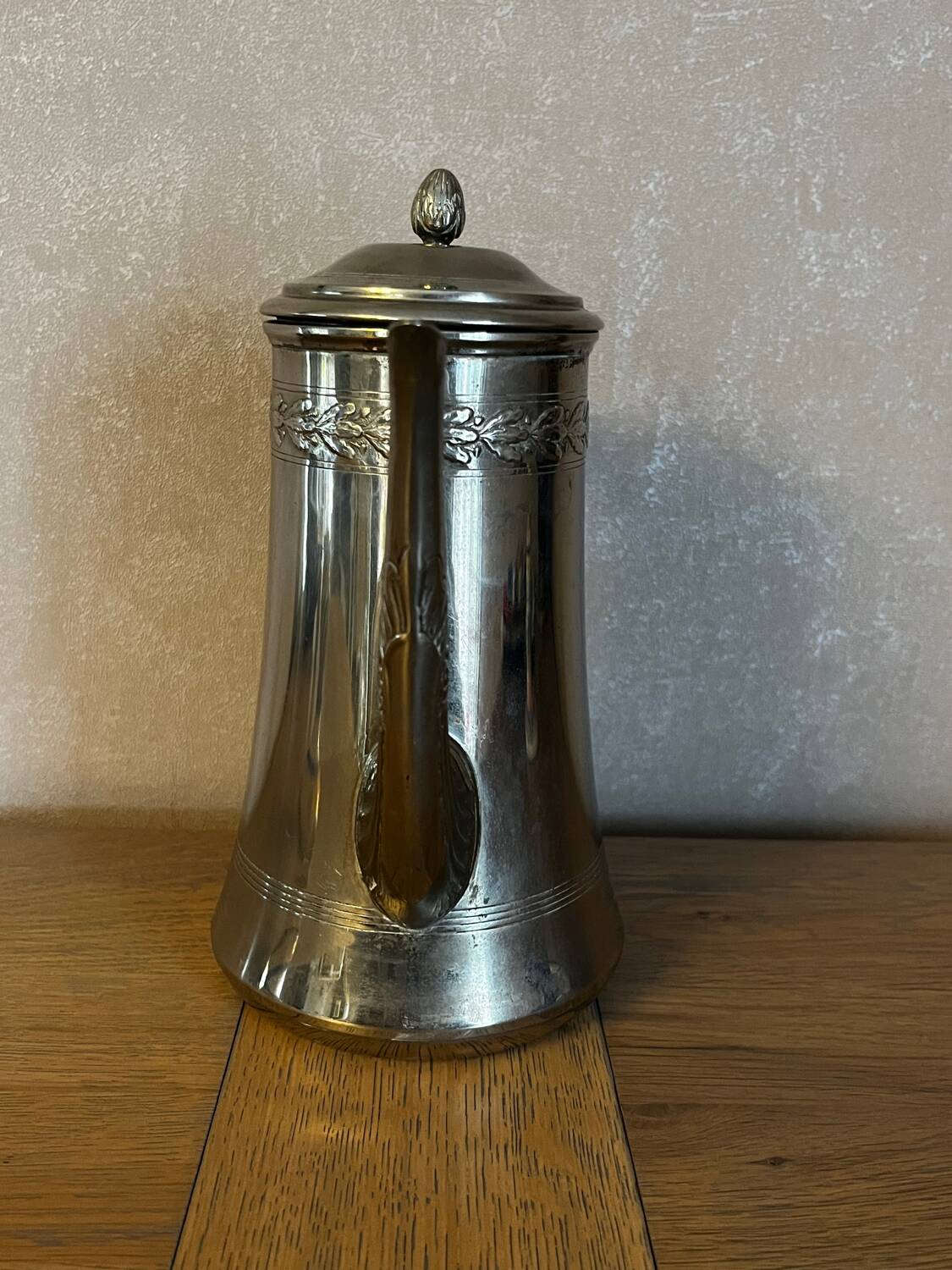 Ancienne cafetière à col de cygne en métal argenté – estampillée N.G.