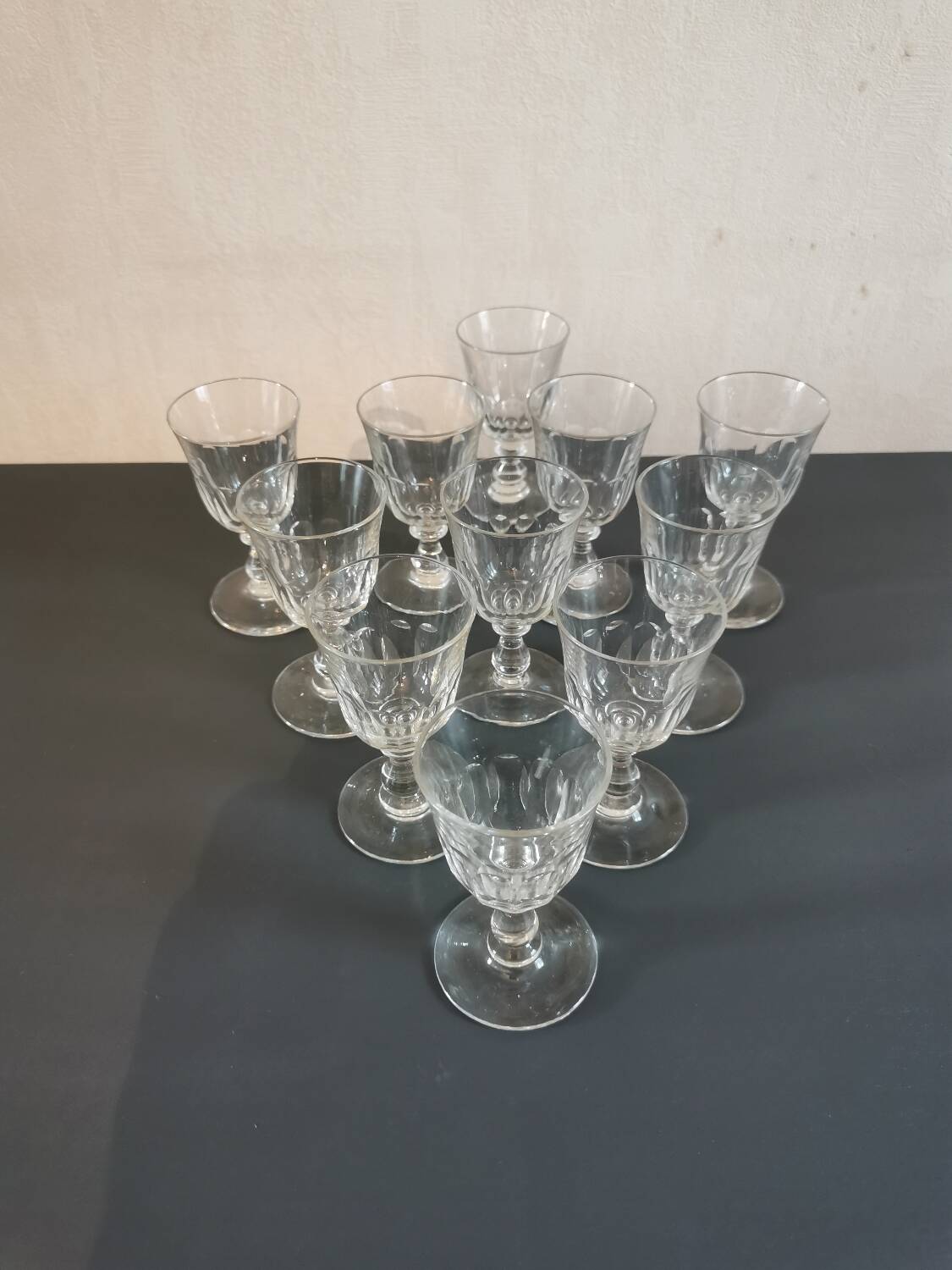 Port wine liqueur glasses in blown glass early 20th century