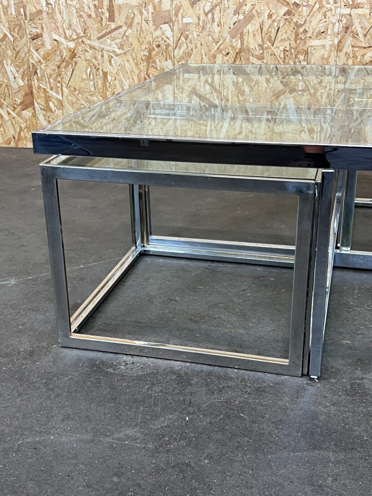 Coffee table chrome & brass 2 nesting tables