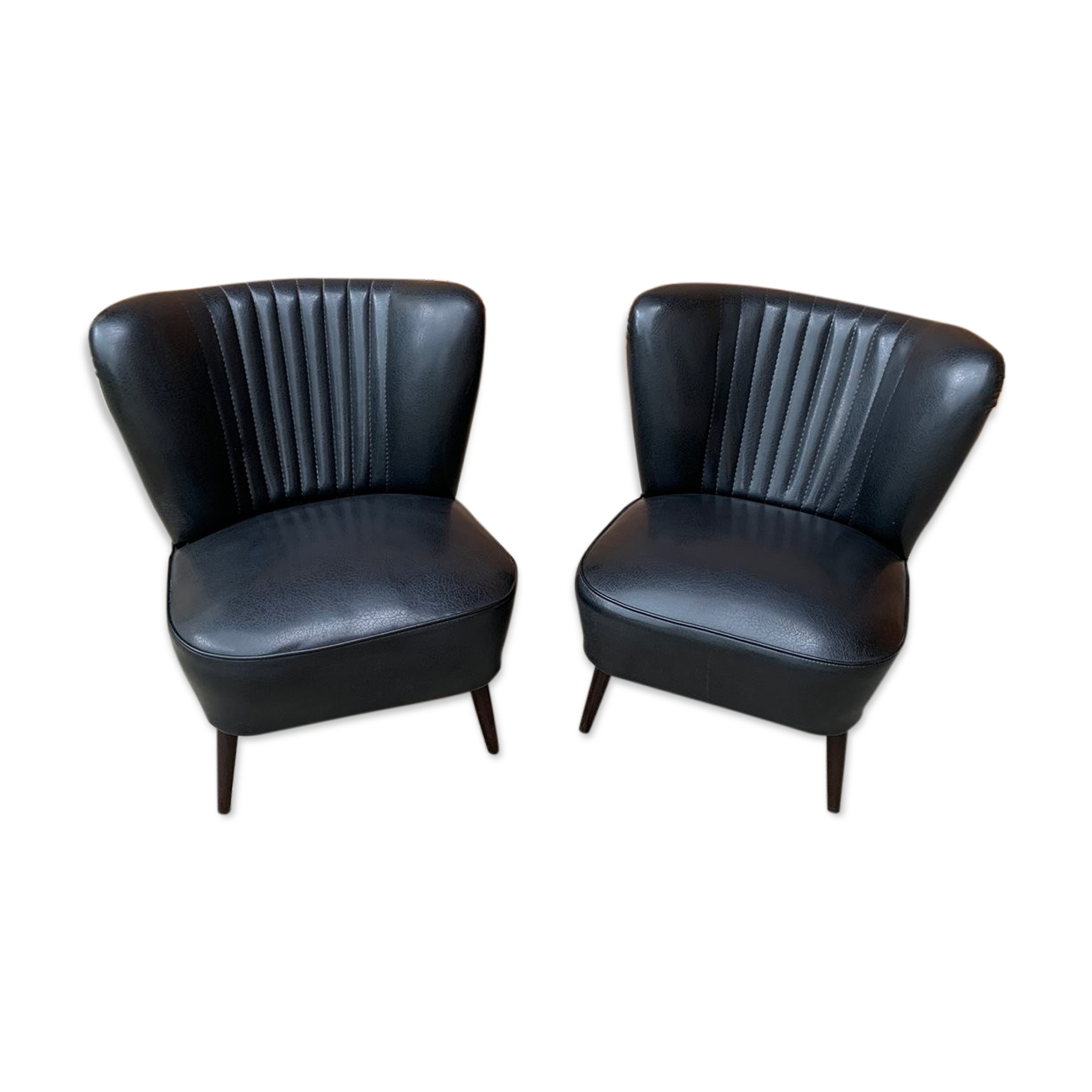 Mid-Century Sky Black Chairs, 1950s, Set of 2