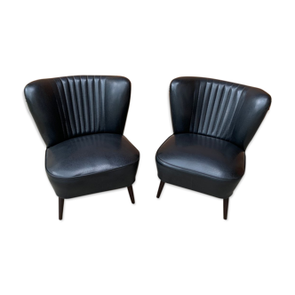 Mid-Century Sky Black Chairs, 1950s, Set of 2
