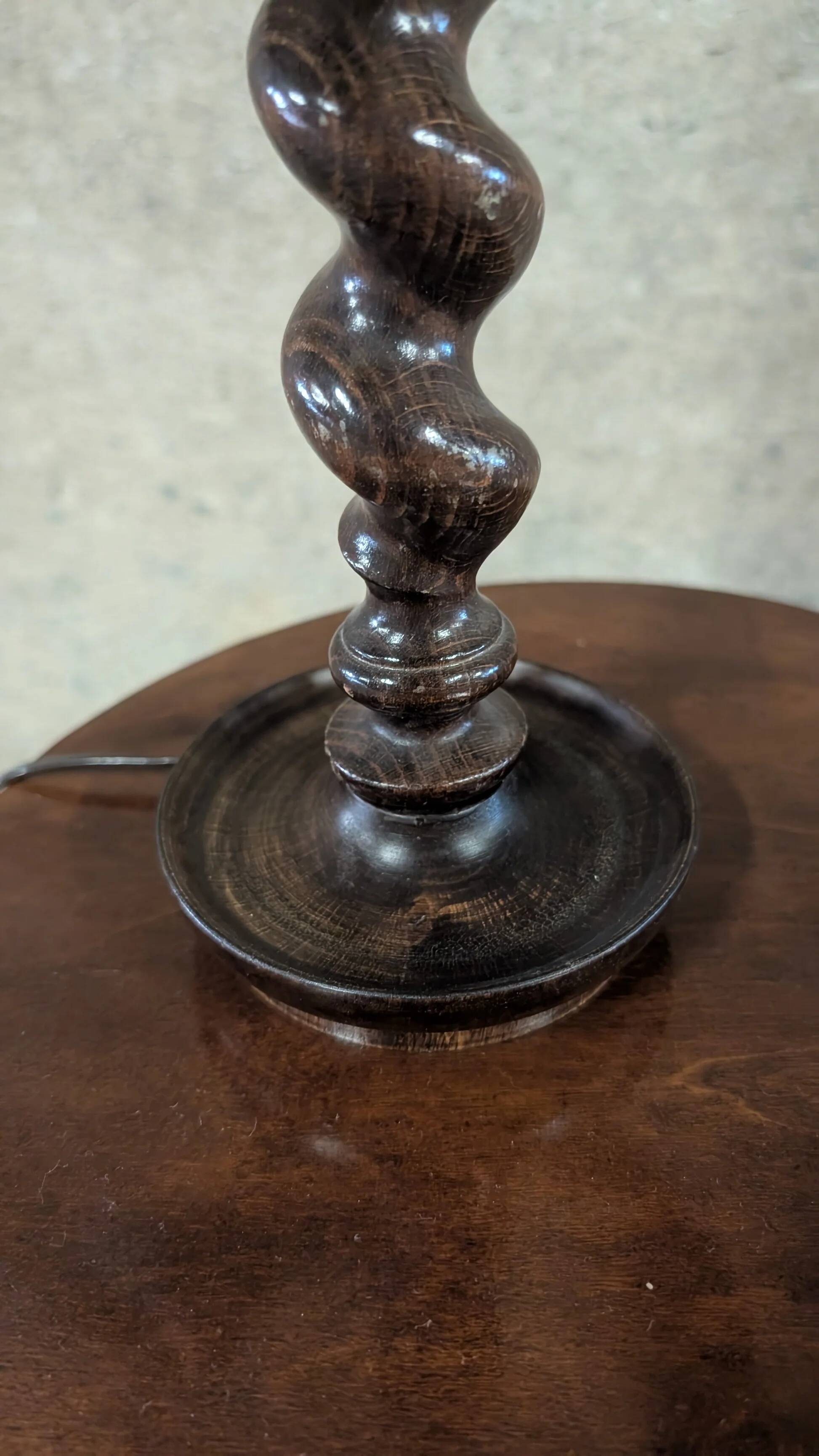 Pair of turned wood lamps