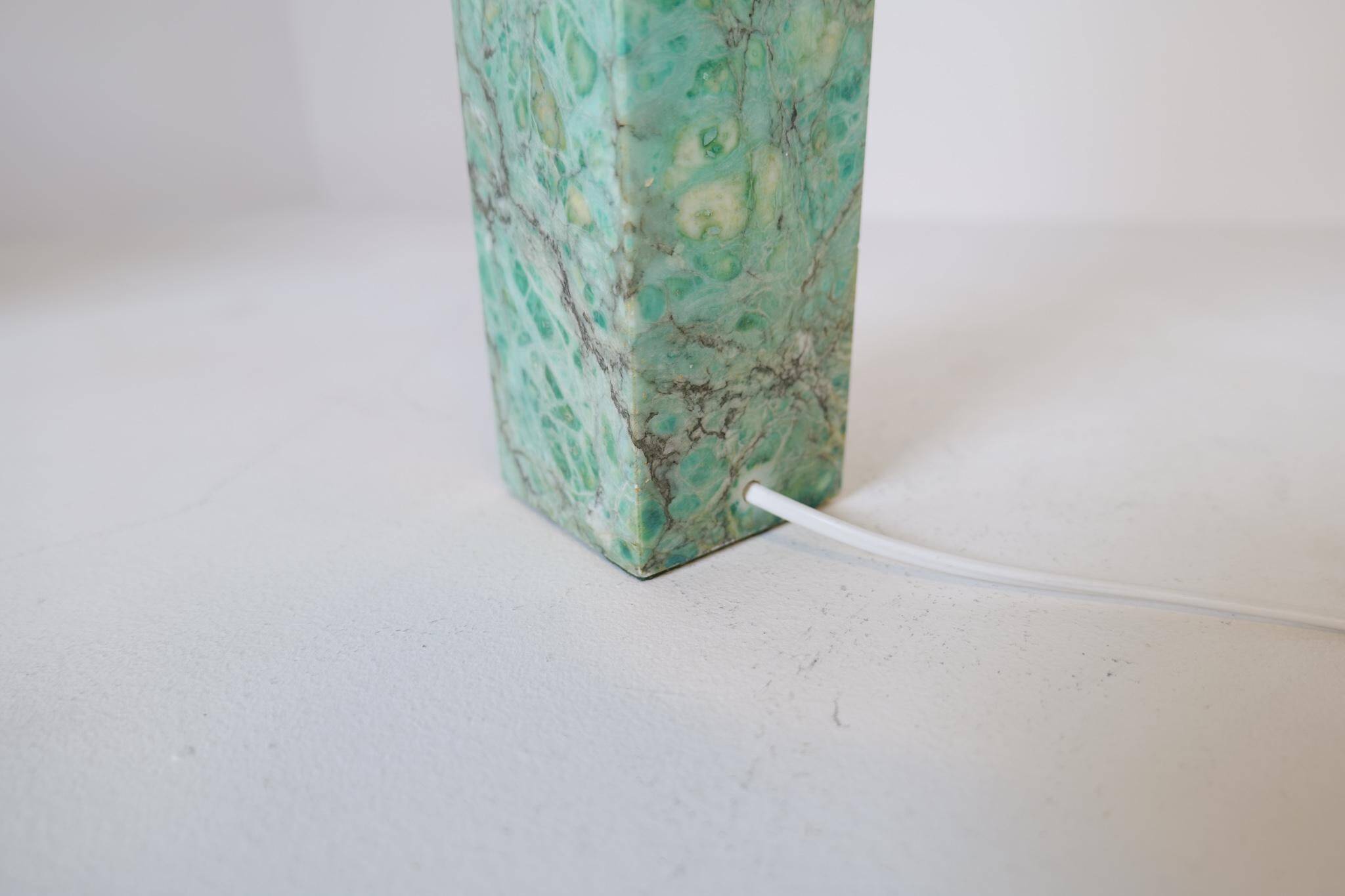 Mid-century green marble table lamp by Bergbom, Sweden, 1960s.