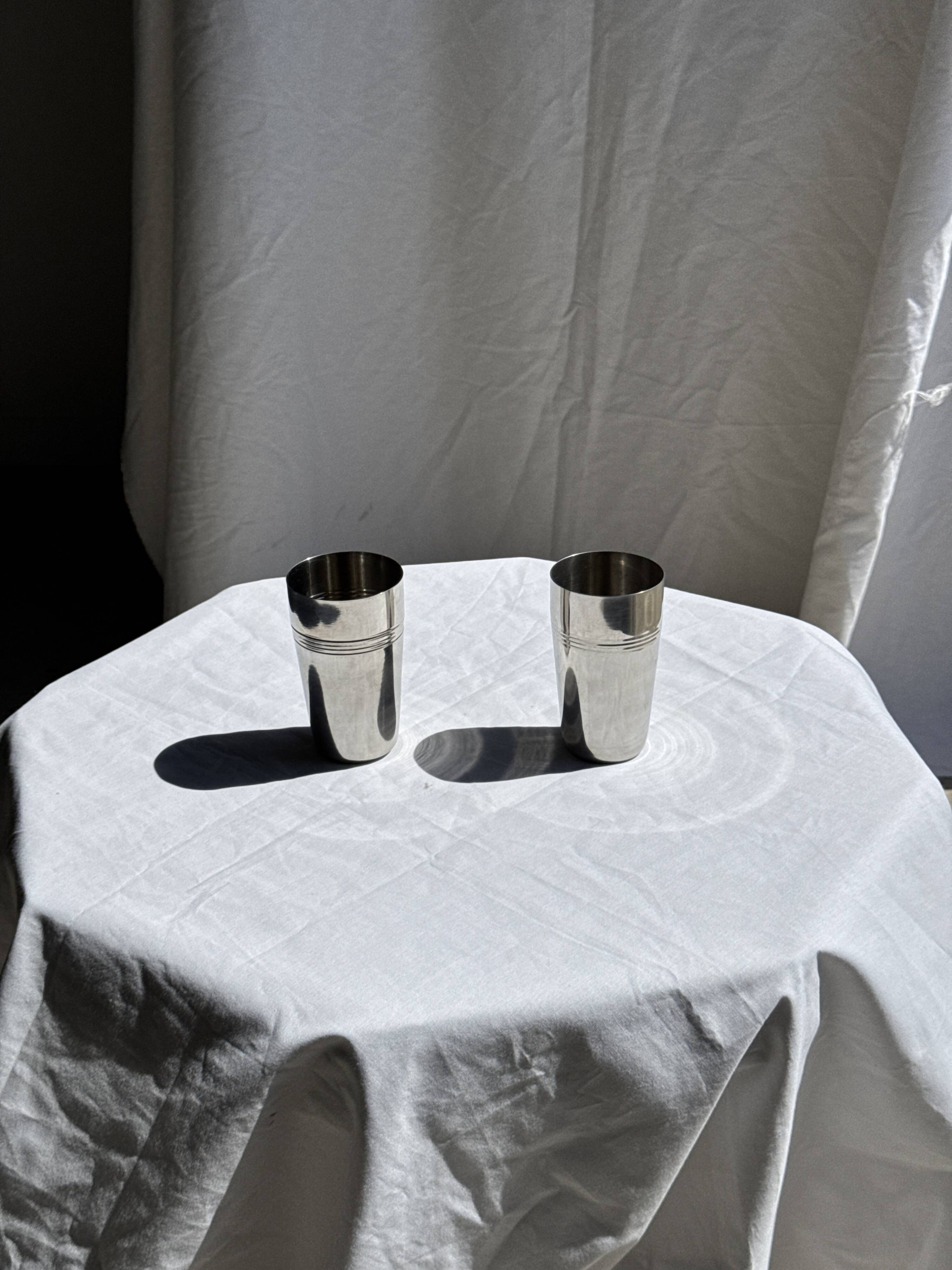 Set of 2 vintage stainless steel cups H12 D7