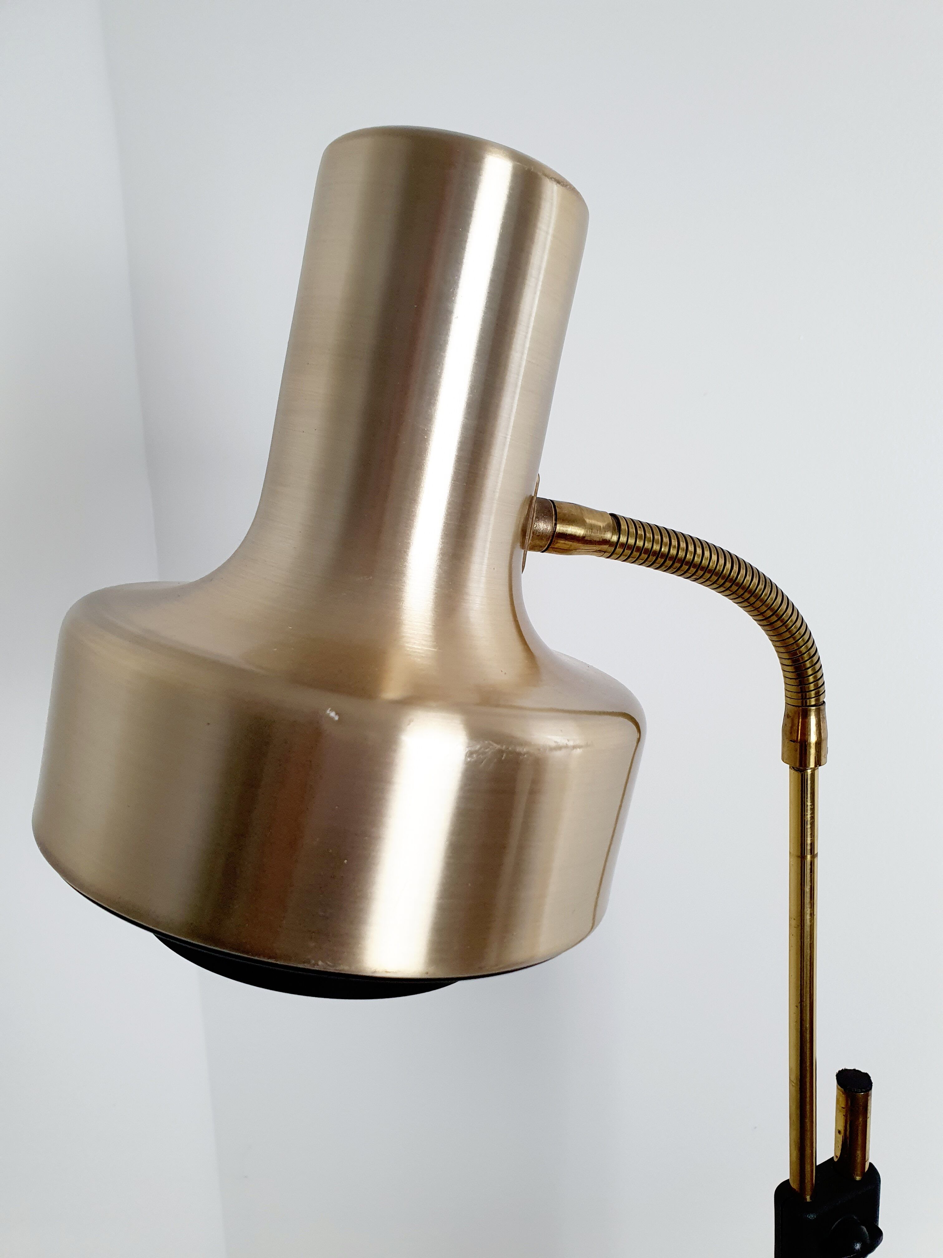 Scandinavian floor lamp gilded and black, 1970