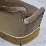 1960s, Danish 2-seater sofa, green furniture velour, original condition.