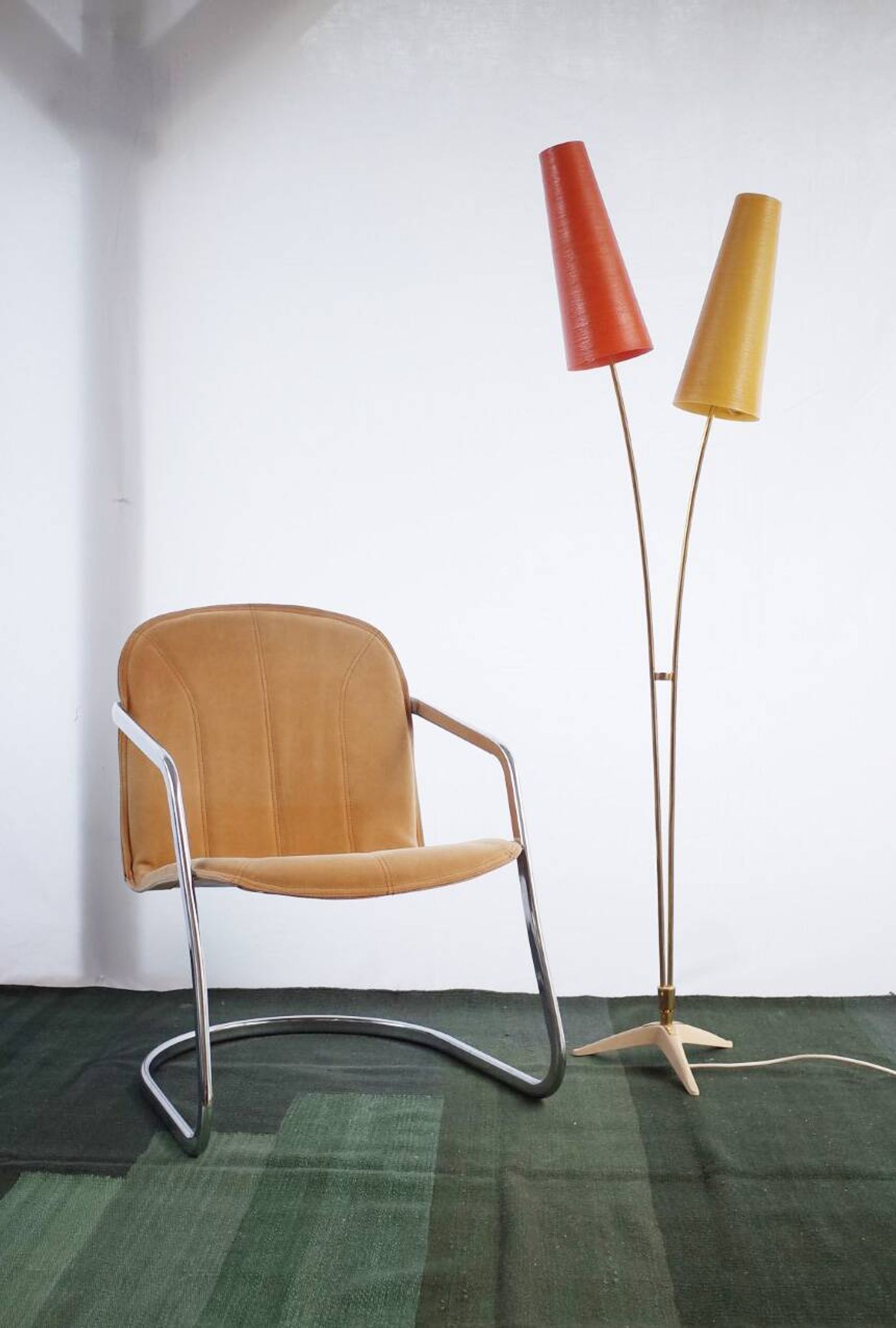 Vintage Stehlampe Cosack en fibre de verre Messing