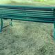 Garden bench with wooden and iron slats