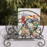 Vintage Magazine Rack - Twisted Wrought Iron Magazine or Vinyl Record Holder