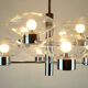 1970s kaiser 8-light PENDANT LIGHT chandelier chrom and clear glass