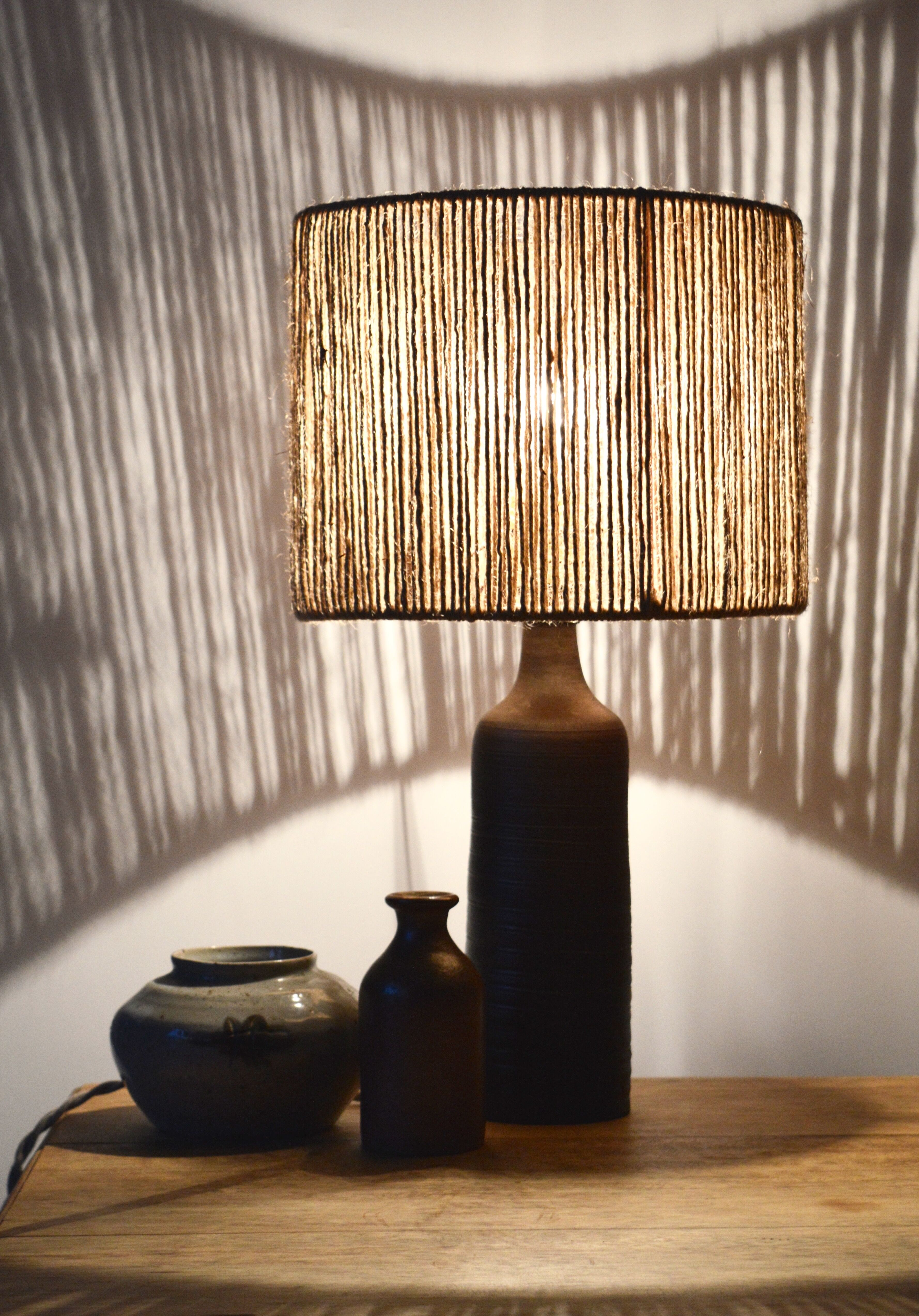 Rope and sandstone lamp