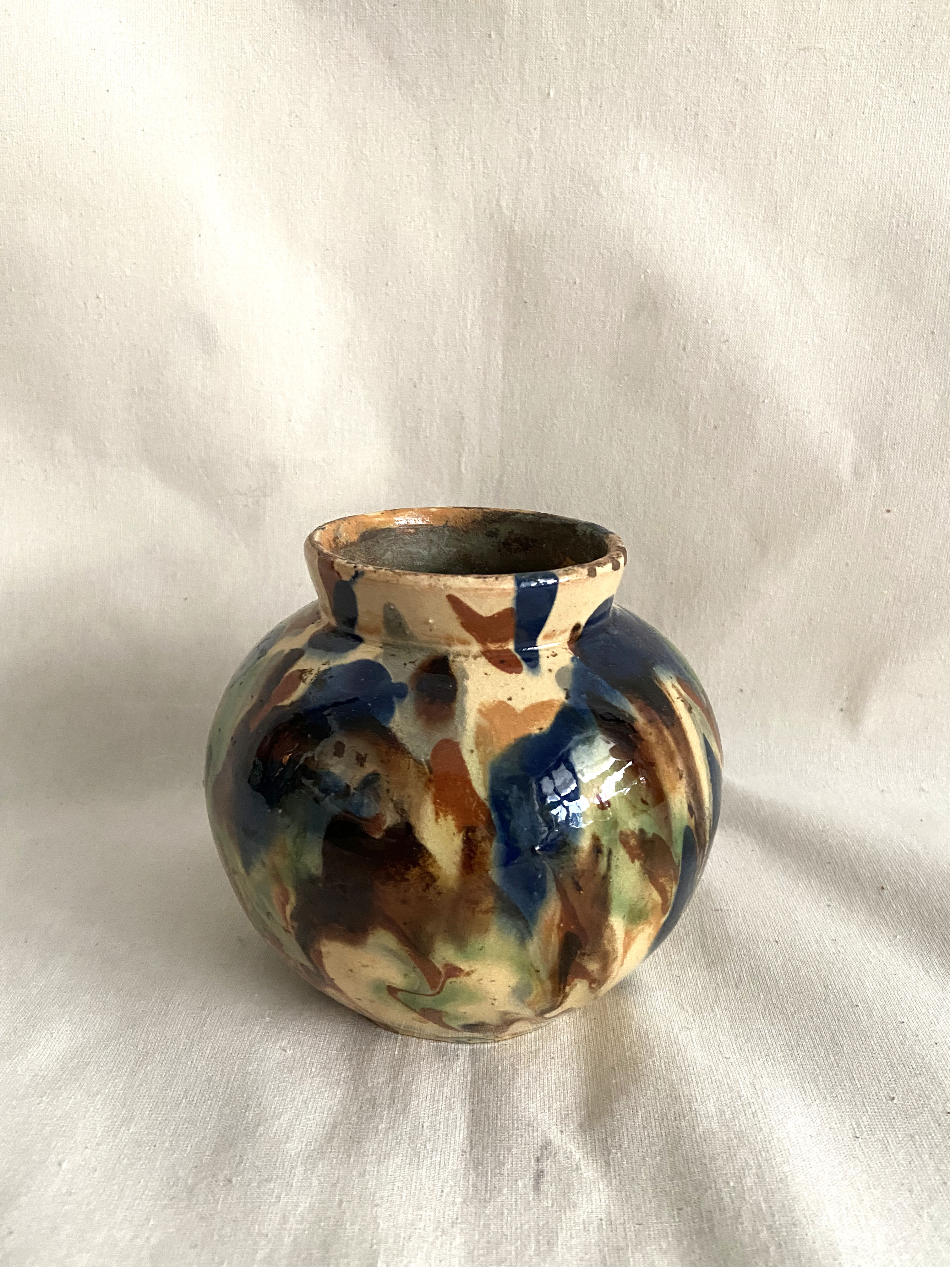 Vase in painted and glazed earth 30s