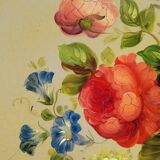 Napoleon III Painted Sheet Metal Tray Painted Metal Floral Decor Diameter 44.5