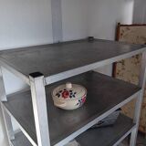 1950s metal shelf on wheels