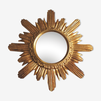 Miroir soleil en bois doré 42cm