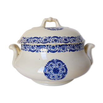 Soupière ou légumier vintage de la manufacture de Gien modèle Biarritz en porcelaine