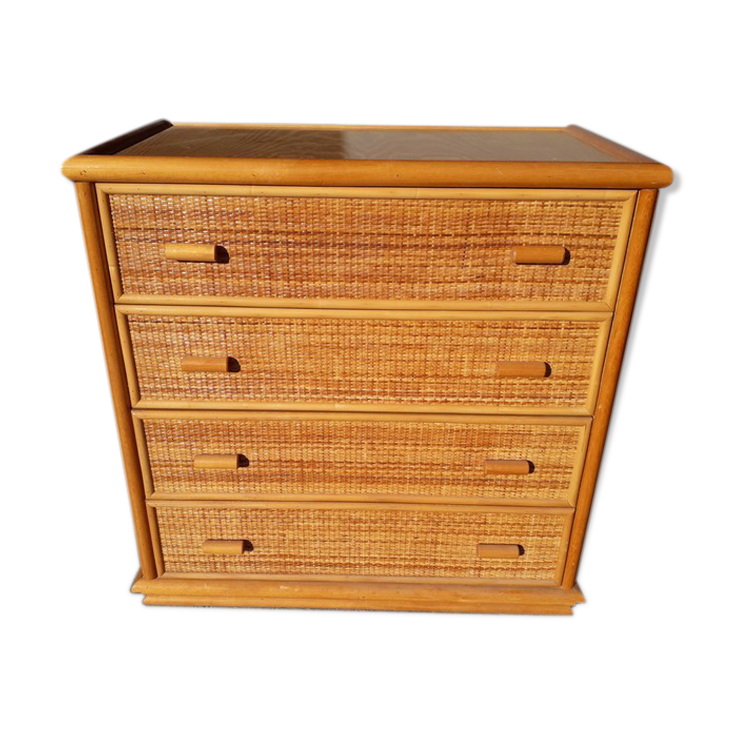 Commode en rotin époque 1970