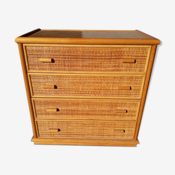 Commode en rotin époque 1970