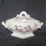 Antique porcelain tureen "Vieux Paris", 19th century, with shaped handles