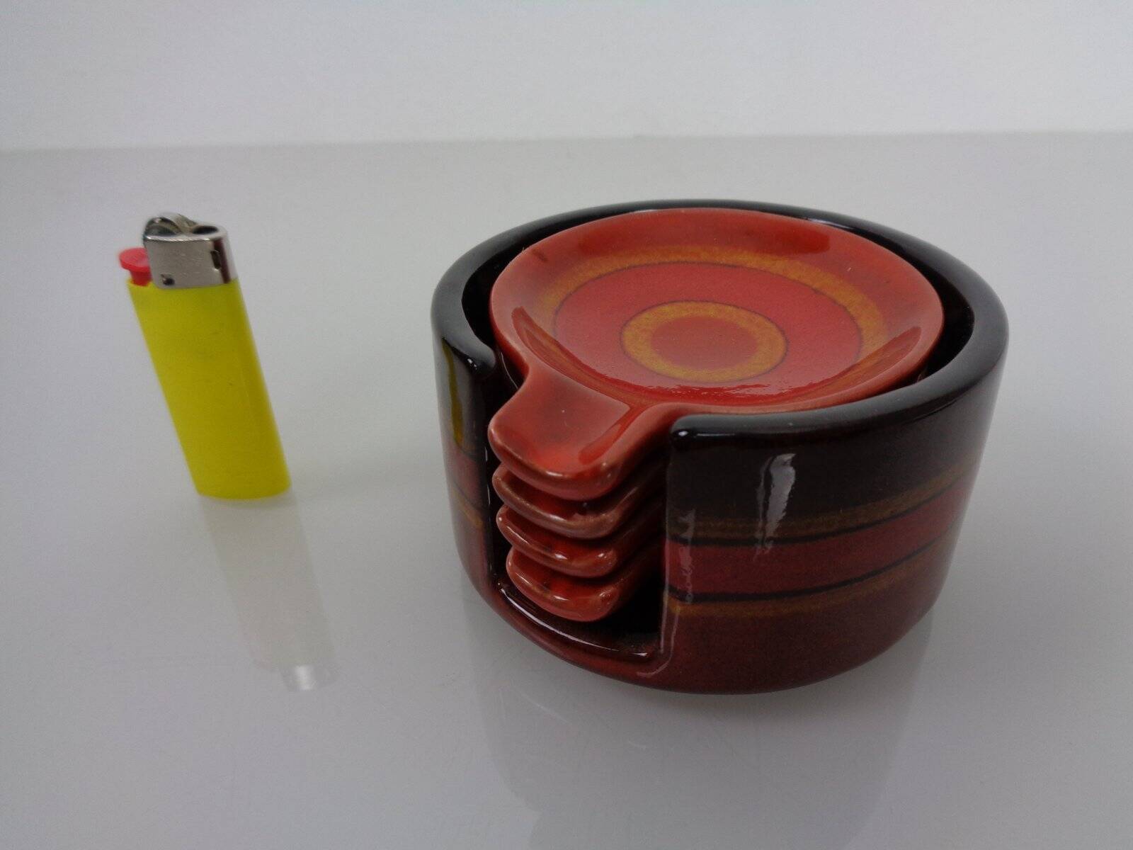 Pop Art Ceramic Ashtrays by Romolo Verzolini for Questa Maiolica, Italy, 1970s, Set of 5