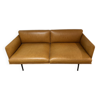 Outline 2-seater sofa in cognac leather by Muuto