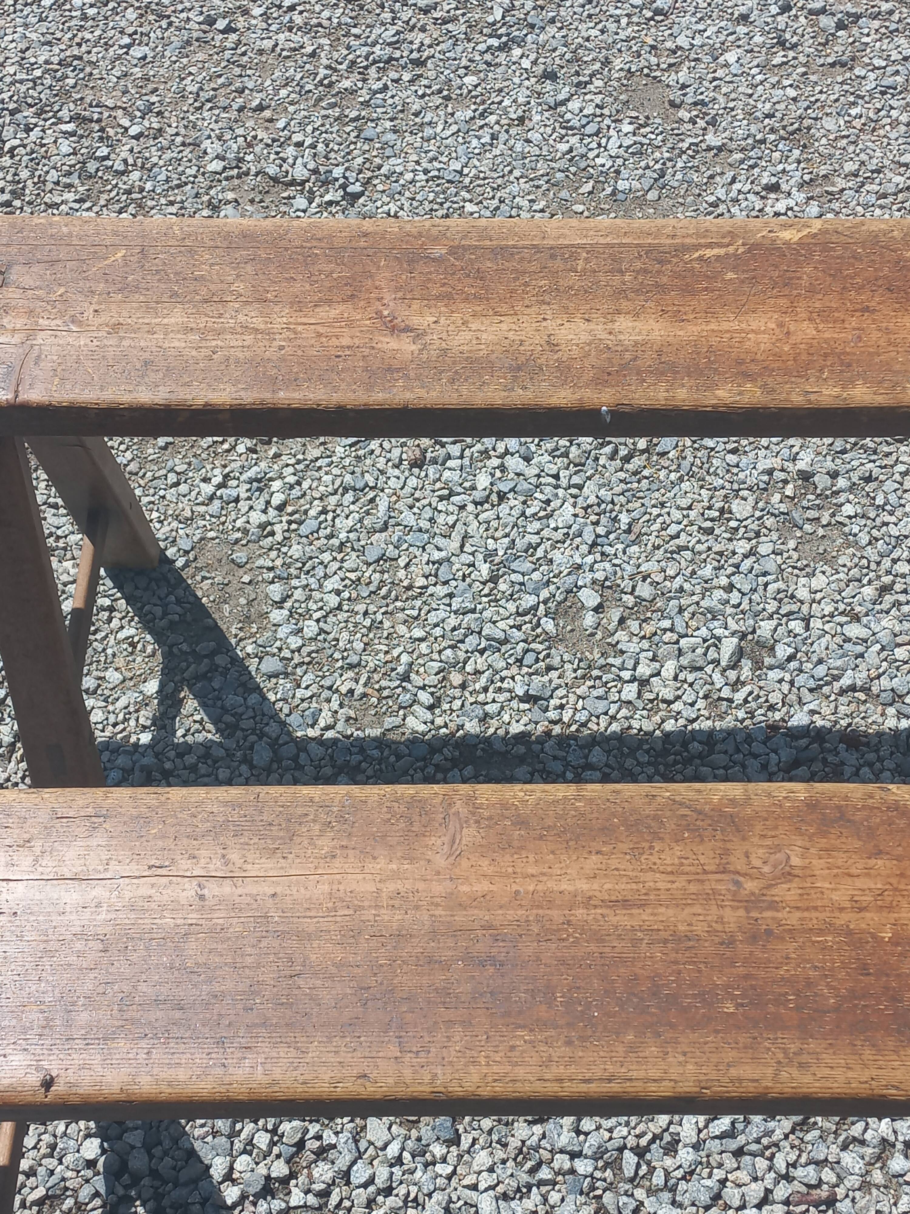 Pair of nineteenth century farmhouse table benches 251cm
