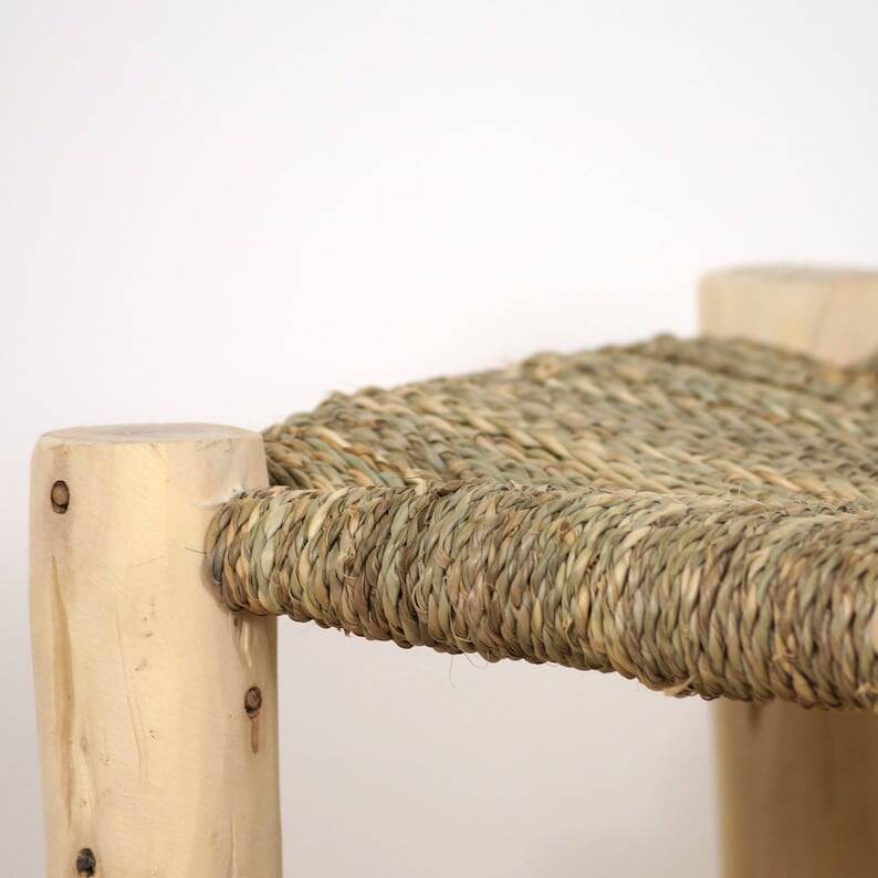 Moroccan wooden bench with storage 60cm