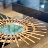 1960s rattan sun mirror.