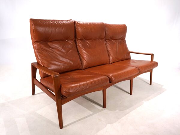 Canapé 3 places Komfort en cuir par Arne Wahl Iversen, 1960