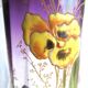 Vase émaillé legras 6 pensées multicolores, verre violet dégradé incolore.