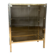 Chrome-plated brass display cabinet with smoked glass.