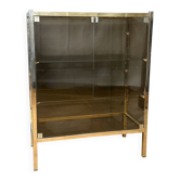 Vitrine en laiton chromé et verre fumé