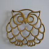 Vintage openwork brass trivet in the shape of an owl or owl