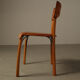 Ensemble de cinq chaises de salle à manger italiennes en cuir cognac, années 1990.