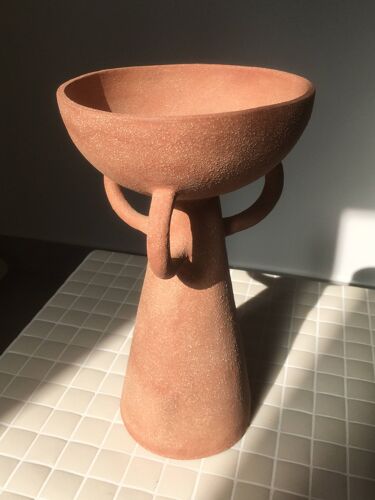 Vase anses en grès brut chamotté - céramique artisanale
